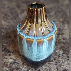 Sold Decorative small vase blue gold modern